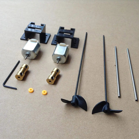 Two 130 Motors RC Boat Drive Set With Motor Seats Copper Couplings 12cm Shaft Propeller Kit For DIY Model Ship Under 30cm Long Dual Motors