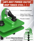 Three Eighths Inch Tractor Bucket Grab Hook Set with backer plate, electro-galvanized forged steel, powder-coated green