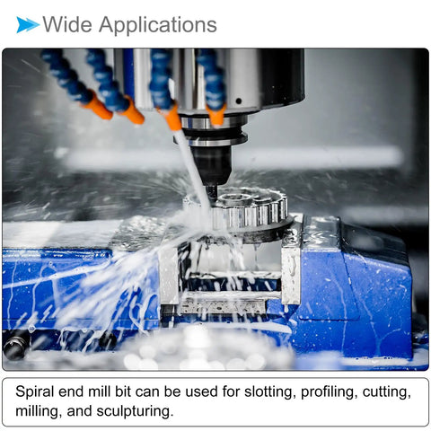 4 Flute Spiral End Mill Bit 7mm Diameter 19mm Cutting Length Heavy Duty High Speed Steel Milling Cutter in operation