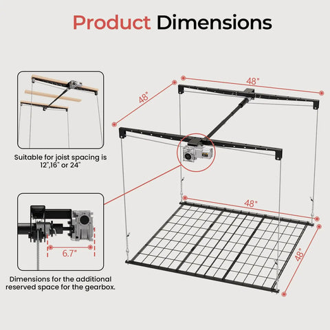 Game Changing Motorized Garage Ceiling Storage Rack With Remote Control 4 By 4 Ft Overhead Lift System Offering Hella Durable Space Saving Hanging Shelves No Sweat Setup For Up To 250 Lbs Capacity Equipment