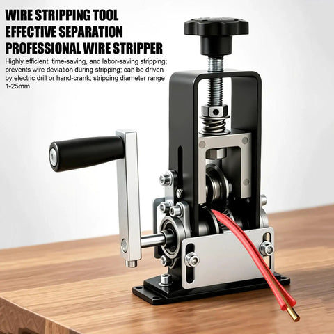 Ultimate Copper Wire Strripper Machine with precision hand crank and drill attachment, suitable for wire stripping 1-25mm.
