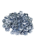 M10 T Nuts 80Pcs Set Four Pronged Tee Nuts Threaded Inserts For Wood Cabinets Climbing Holds Zinc Plated Steel Rust Resistant Durable 24mm Diameter 12mm Height 1.5mm Thick shown in pile