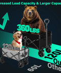 Collapsible Wagon Cart With Wheels, Ultra Portable Foldable All Terrain Utility Wagon For Groceries, larger 360 lbs version