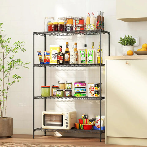 Built Like A Tank 4 Tier Wire Shelving Rack Crushing Clutter With Adjustable Spacing Storage Organizer For Garage And Kitchen Pantry 800 Lb Capacity 35 By 13 By 53 Inches Black Metal Shelf