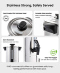 Massive 18 Liter Commercial Coffee Urn And Hot Beverage Dispenser Stainless Steel Percolator with features overview