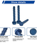 Beefy Half Inch By Five Inch Concrete Screw Anchor Kit With Drill Bit And Hex Driver Blue Coated Heavy Duty Fasteners detail view