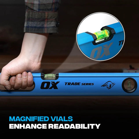 Dead Straight Eight Foot Aluminum Box Beam Level Featuring Magnified Vials And Lightweight Four Point One Pound Body Built Tough For Rock Solid Slab Pouring And Wall Framing Jobs