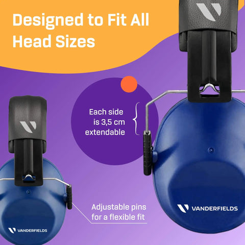 Heavy Duty Hearing Protection Ear Muffs With 31 dB Noise Reduction showcasing adjustable fit and blue design.