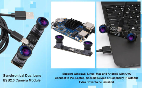 Dual Lens USB Camera Module For Laser Engravers And Raspberry Pi, 4MP HD 1080P At 60fps, 120-Degree Wide Angle, M12 Mount on table
