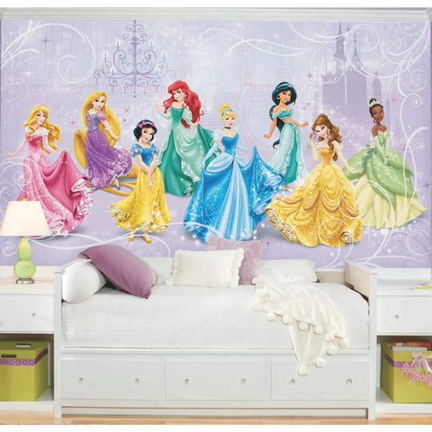 Princess Royal Debut Water Activated Removable Wall Mural for Kids Rooms featuring princesses, 10.5 ft x 6 ft decorative wall art.