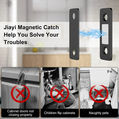 Ultra Thin Magnetic Cabinet Catch 8 Pack Stick On Drawer Magnets Latch Closures For Cabinets Kitchen Closet Doors Magnetic Door Catch Closer With Strong Hold Around 10 Pounds. Display showing cabinet problem solutions.