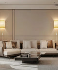 Living room showcasing Plug In Wall Sconces Set Of Two With Three Adjustable Color Temperatures and built in switch.