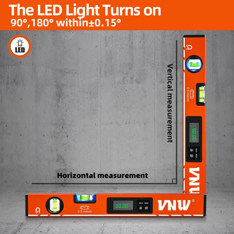 16-Inch Digital Level With LCD Display Bubble Light Up For DIYers Magnetic Torpedo Level Angle Finder 0-90 And 0-180 Degrees