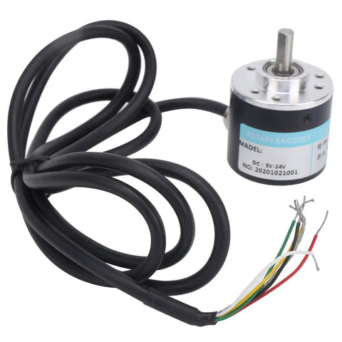 Compact Encoder Motor Reducer With 6mm Solid Shaft for Stepper Motors, 3-Phase Speed Reducer, cables visible