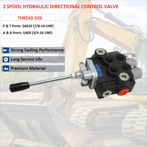 Joystick Hydraulic Control Valve With Two Spools 11 GPM Directional Valve for Log Splitters Tractors Loaders Closed Center System