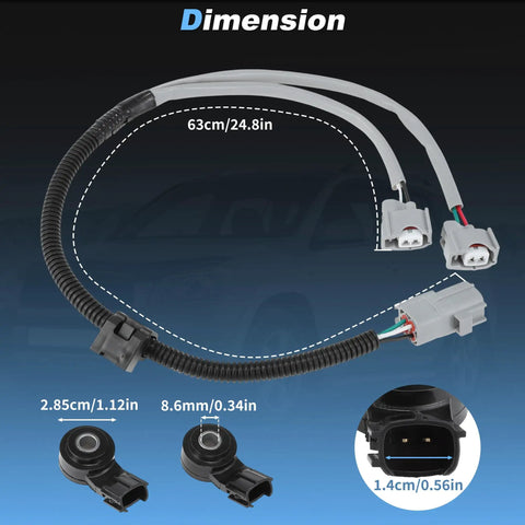 Knock Sensor With Harness Set Fits Lexus ES330 GX470 LS430 RX330 And Toyota 4Runner Avalon Tacoma Camry RAV4 Tundra OE 8961506010 8961520090 89615B6010 89615BZ030 89615BZ040, 63cm harness