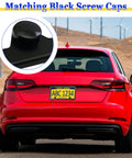 Red car with temporary plate using Magnetic License Plate Mount Four Pack With Strong Neodymium Magnets Rubber Coated Base