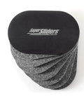 XL Oval Felt Furniture Sliders For Hard Surfaces Set Of 4 Reusable Anti Slip Moving Pads stack against a white background