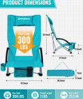 Low Beach Chairs 2 Pack Folding Portable Chairs For Adults Ultra Wide Ergonomic High Back Seat 300 Lb Capacity