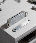 Magnetic Door Catch For Cabinets And Drawers Ultra Thin Stainless Steel Closet Latch with strong magnetic hold, silver 95mm