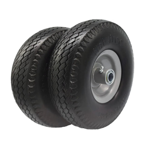 4.10/3.50-4 Solid Tire Replacement With 3/4 And 5/8 Bearing, 3.5 Inch Center Hub, 10 Inch Wheel For Hand Trucks, Set Of 2