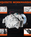 AC Compressor With Clutch Fits 2006 2011 Honda Civic 1.8L Replaces 38800RNAA01 showing high grade aluminum and stable construction.