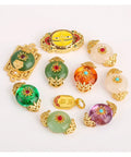 Top Shelf Sand Gold Inlay Stone DIY Jewelry Beads Featuring Braided Rope Accents And Durable Baking Lacquer Coating For Fly Bracelets Necklaces And Badass Pendant Spacers Pack Of 10, colorful assorted beads with gold accents.