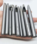 9 Size Oval Leather Hole Punch Set Carbon Steel Pro Grade Hand Punch Tool Kit shown with hand for size comparison.