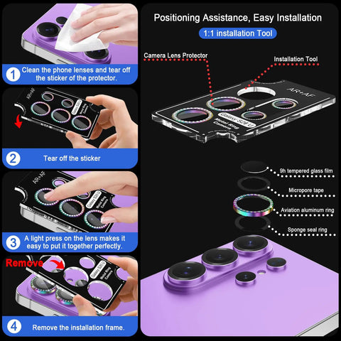 Installation guide for Galaxy S26 Ultra Camera Lens Protector 9H Hardened Glass With Ultra Thin Design And Aluminum Ring