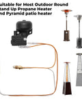 Outdoor heater replacement kit with copper thermocouple leads for round stand-up propane and pyramid patio heaters.