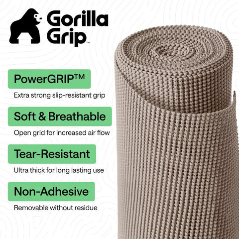 Heavy Duty Nonadhesive Drawer Liner 12 By 20 Feet Beige Anti Slip Cabinet Wrap With Tough Grip To Keep Everything Locked In And Zero Bunching For A Clean Look That Truly Has Your Back All Week Long