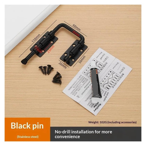 ZOMMRFVG 1Set Non Perforated black stainless steel latch with mounting accessories for no-drill installation.