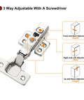 Two Pack Full Overlay Frameless Soft Close Concealed European Cabinet Hinges adjustable with screwdriver, 35mm cup