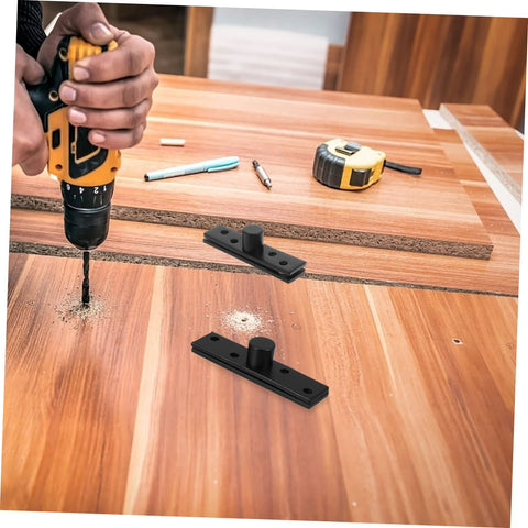 Carpenter installing 360 Degree Invisible Rotatable Hidden Pivot Hinge For Secret Doors And Bookcases, Heavy Duty Concealed Hinge In Stainless Steel.
