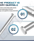 Close-up of silver metal posts from the Top Shelf Grill Lid Hinge Replacement Kit Four Pack For Weber 88206.