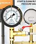 Start and Clean Filter Pressure Gauge 0-60 Psi, 2 Inch Dial, One Quarter Inch NPT, Stainless Steel, Waterproof for pool and spa