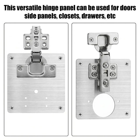 Four Pack Stainless Steel Cabinet Hinge Repair Plates for Kitchen Cupboards showcasing hinge detail and universal fit