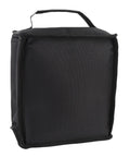 Rugged Camping Fuel Cylinder Carrier Bag For Gas Tanks And Gear, black Oxford cloth, upright view showing handle, compact design