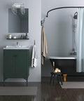 Starklake 2 Light Chrome Vanity Light With Dimmable Glass Cage above bathroom sink with modern decor.