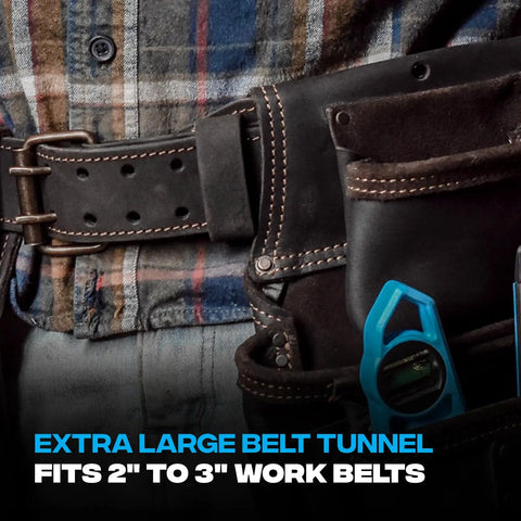 Oil Tanned Leather Tool Pouch Belt Bag Built For Tough Jobs With Double Stitching And Two Layer Construction, Heavy Duty Fastener Pouch For Chalk Line, Tape Measure, Hammer, Crowbar And More