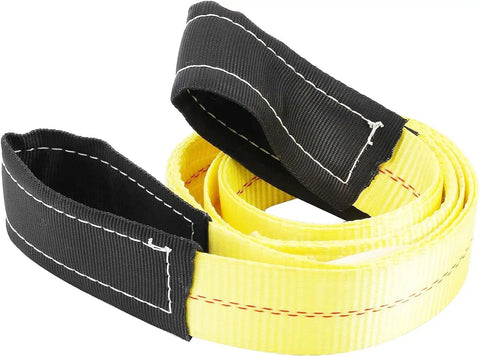 6 Ft Long By 2 In Wide Tow Strap With Reinforced Eyes, Heavy Duty Vehicle Recovery Rope, 10,000 Lbs Capacity, High Visibility Yellow