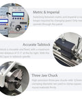 Control panel features of Jaryannix 8x16 Inch Metal Bench Lathe With 1100W Brushless Motor And Digital Speed Control Up To 2500 RPM.