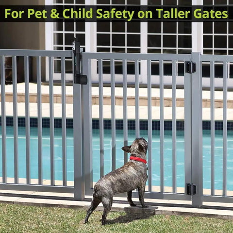 MagnaLatch Vertical Pull 12 Inch Gate Latch With Magnetic Lock System on gate, ensuring child and pet safety.