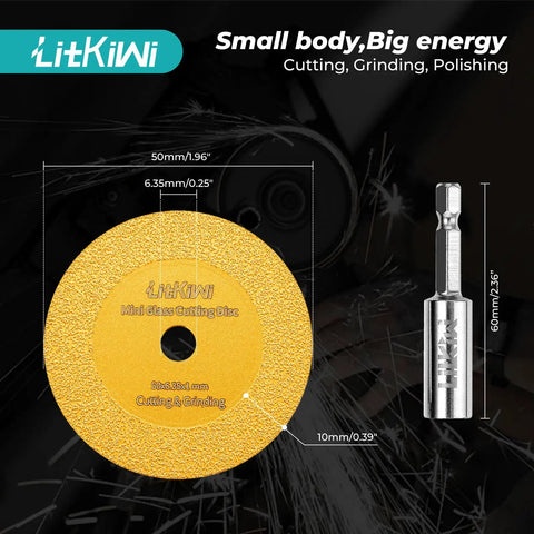 One Quarter Inch Hex Shank Diamond Cutting Blade Set With Two Discs For PVC Pipe Cutter And Glass Cutting Great For Glass Jade