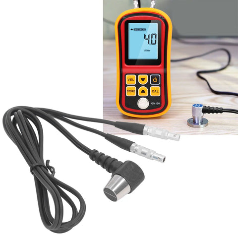 Pro Grade Ultrasonic Thickness Gauge Probe For Metal Testing With Auto Calibration Smart Sensor and cable on table