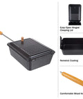 Campfire Popcorn Popper For Open Flame Cooking With Nonstick Finish And Extended Handle, shown with wooden handle and nonstick lid