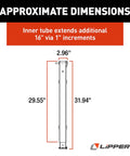 Heavy Duty Fifth Wheel Landing Gear Follow Leg Universal Replacement With Snap Pin, 29.5 Inch, dimension chart