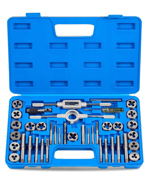 Metric Tap And Die Set Kit Pro Grade All In One With Long Handled Wrench And T Handles, Includes Adjustable Die Wrench, Screwdriver, And Thread Pitch Gauge