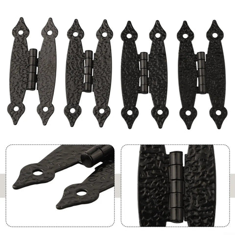 Antique Iron H Shaped Cabinet Hinges 3.5 Inch Black Decorative Hardware For Kitchen Cupboards Doors Wardrobes And Furniture Restoration Projects 4 Pack Durable Cast Iron Construction Easy To Install