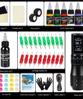 Wireless Tattoo Pen Kit With 2000mAh Cordless Battery Pro Style Practice Set Including 20 Cartridges and 6 Color Inks